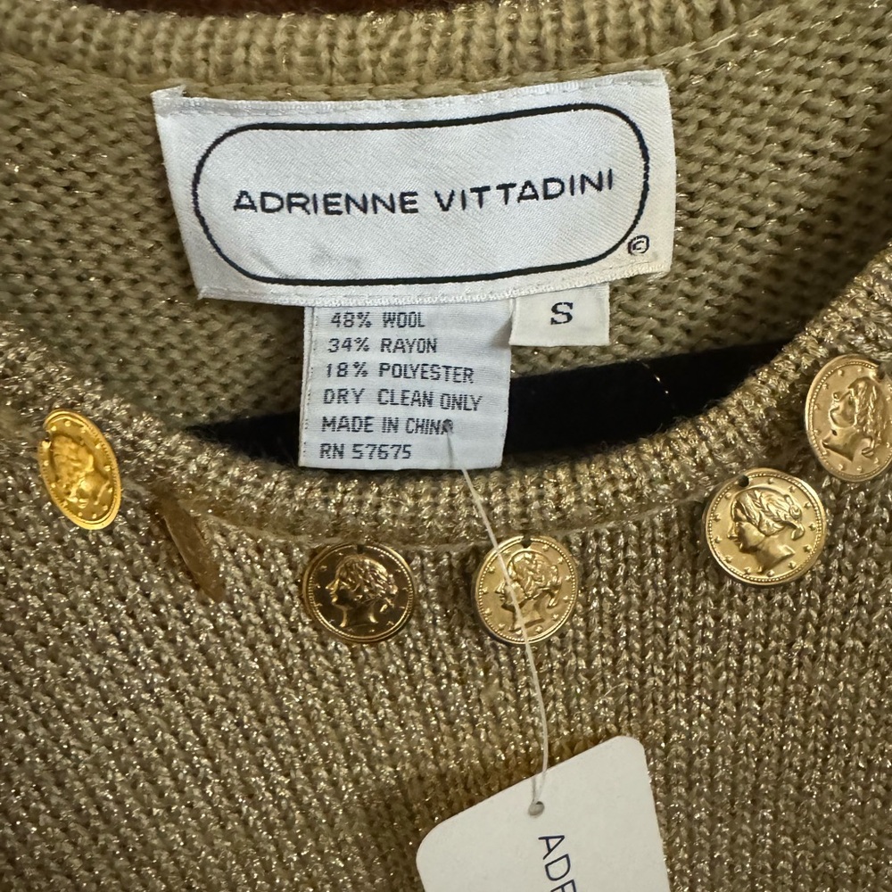 Adrienne Vittadini Gold Sweater VINTAGE from -80’s w/shoulder pads original ownr
